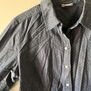Demin Polka Dot Button Down Top, Large